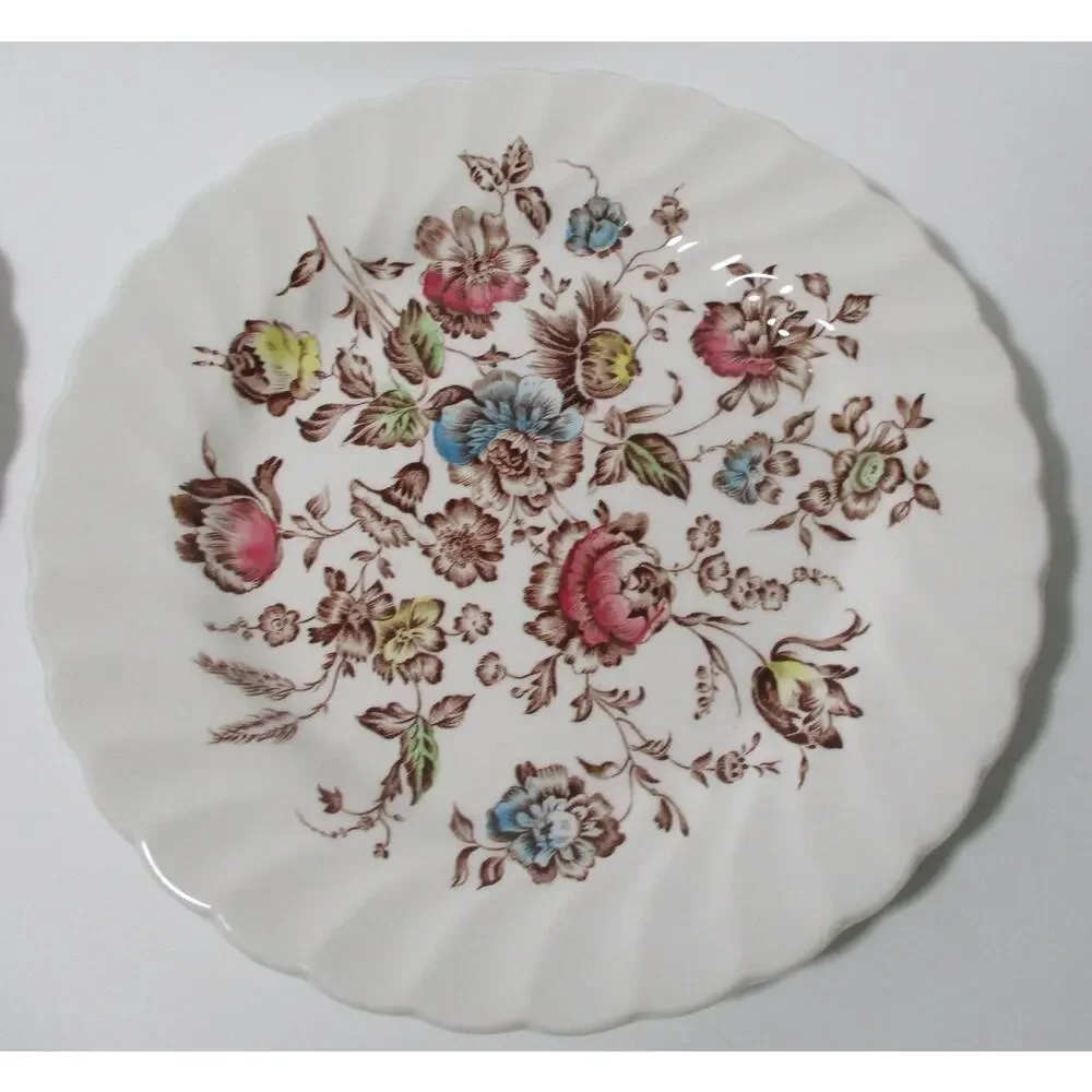 Vintage Johnson Bros. Staffordshire Bouquet 6" Dessert Plates Ironstone Set Of 6 - Picture 2 of 4